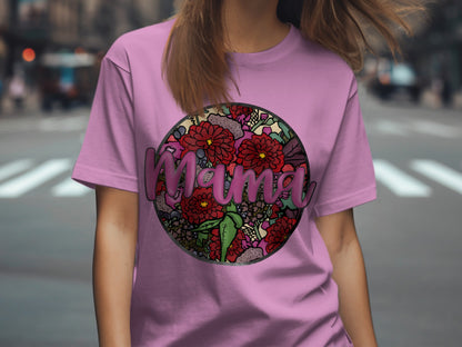 Vibrant Floral Mama Graphic Tee for Everyday Wear