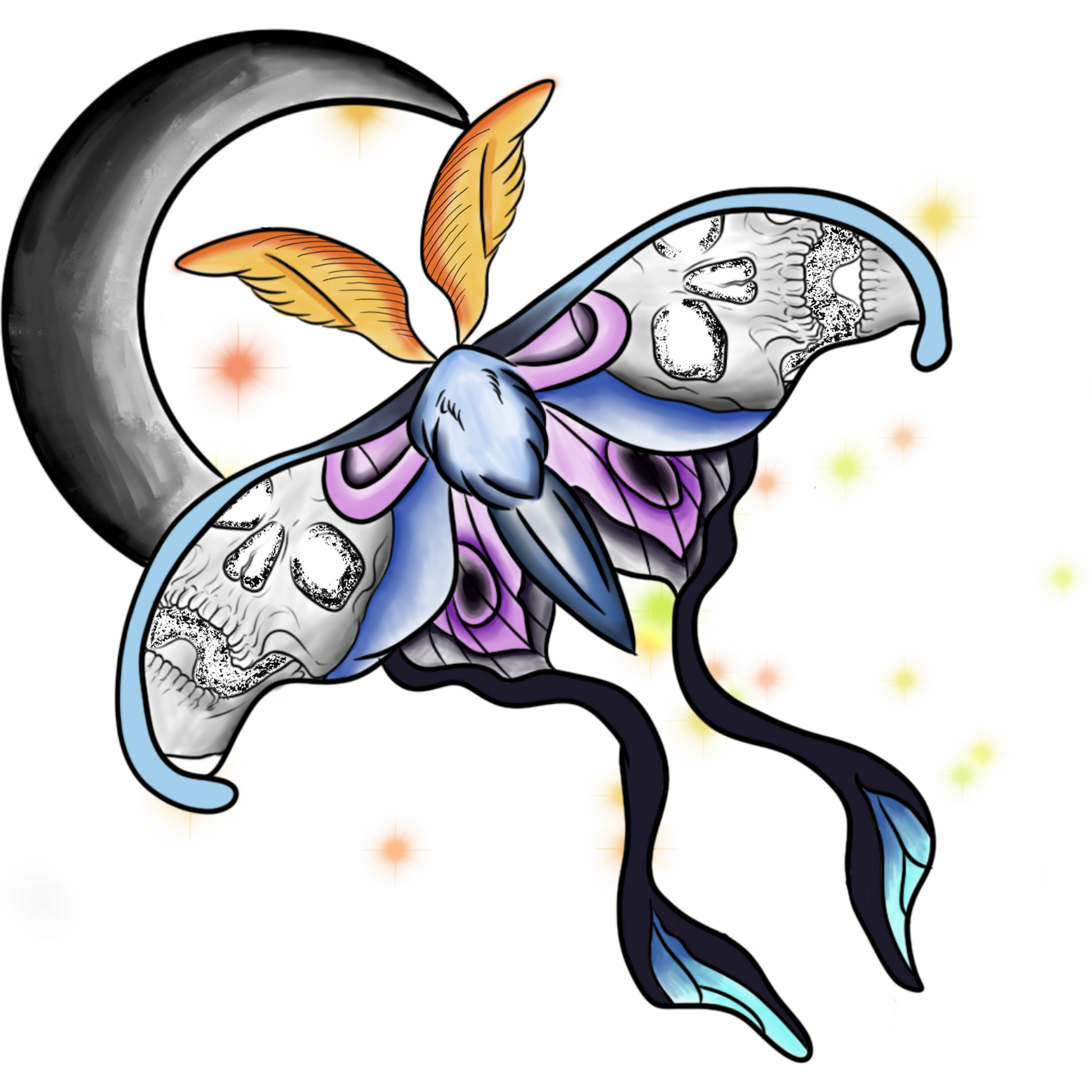 Mystical Moth Design With Moon and Stars Poster