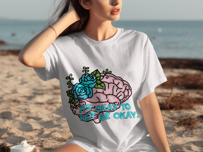 It's Okay To Not Be Okay Brain Graphic T-shirt