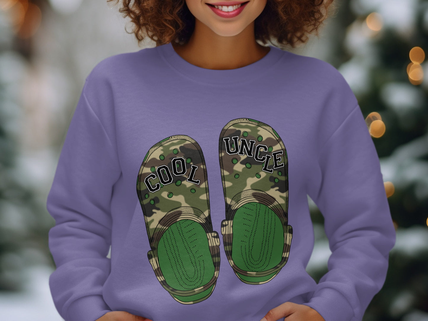 Cool Uncle Slippers Design on Purple Shirt