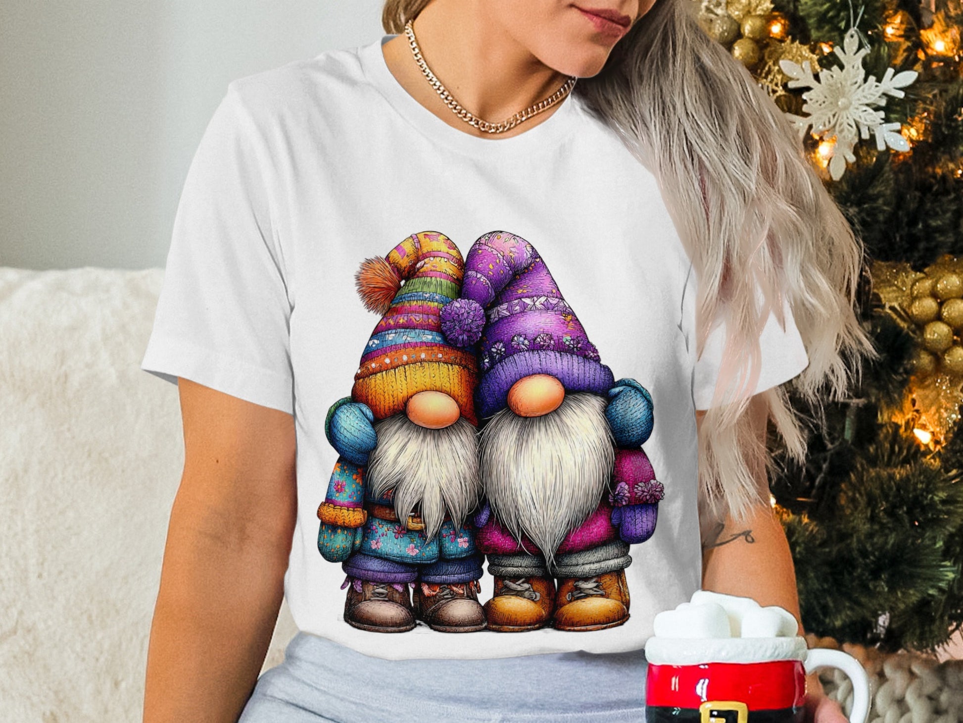 Colorful Gnomes Holiday Season Graphic T-shirt