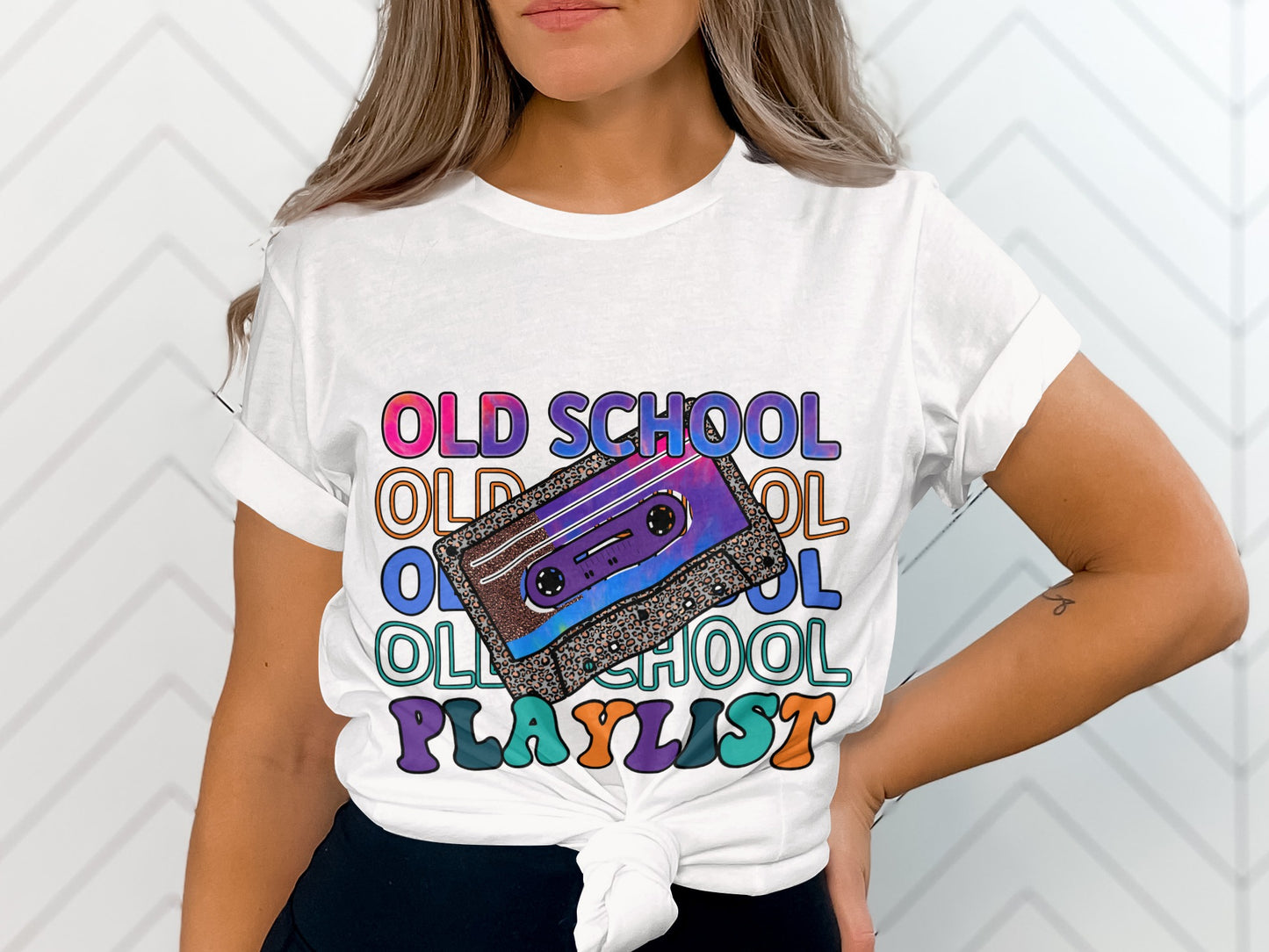 Colorful Old School Playlist Graphic Tee