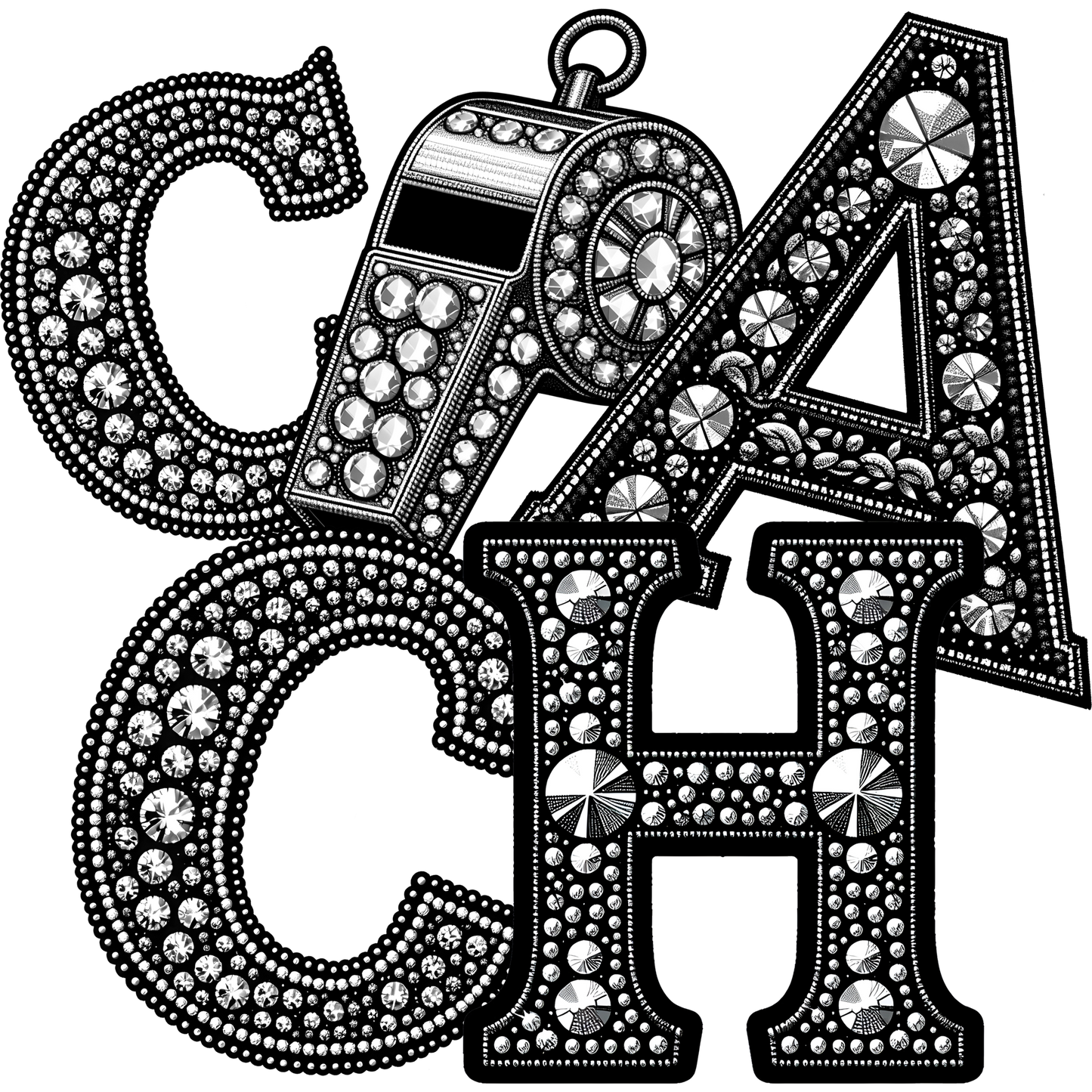 Rhinestone Studded Whistle Fashion Patch Embellishment