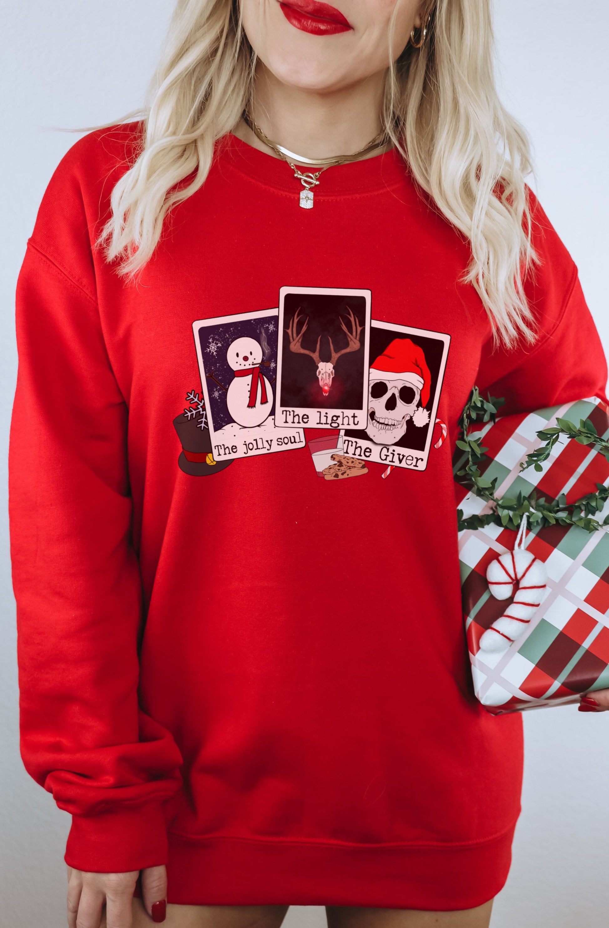 Festive Christmas Themed Graphic Red Sweatshirt