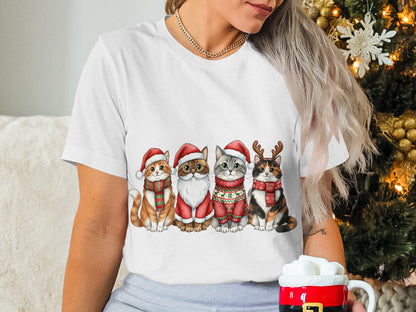 Christmas Themed Cats Graphic T-Shirt for Holiday Season