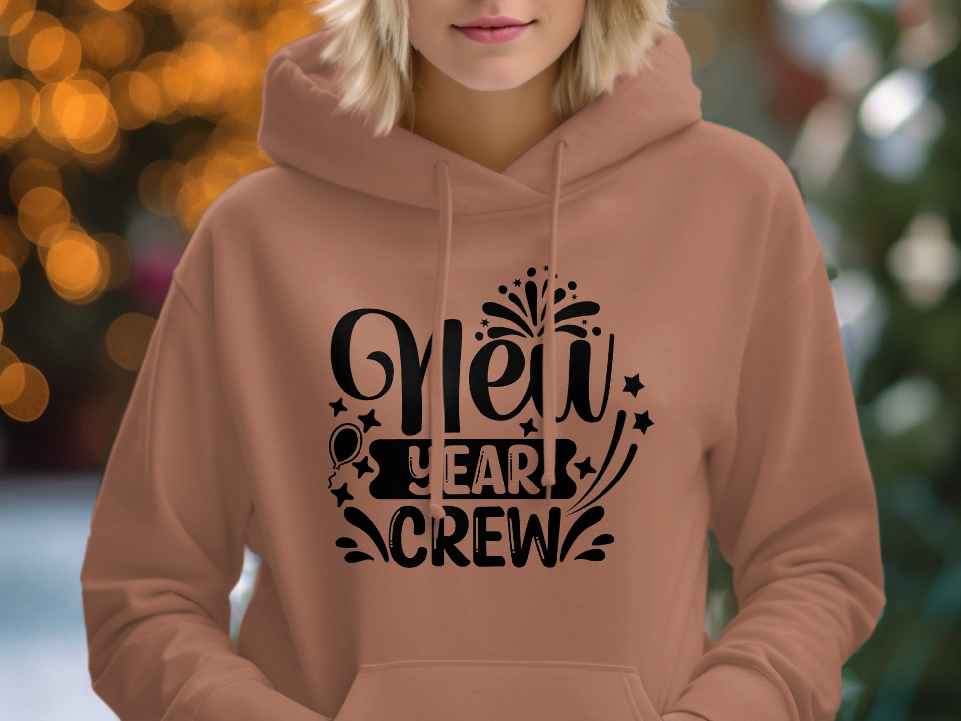 New Year Crew Festive Design Hoodie for Celebrations
