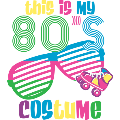 Retro 80s Costume Shirt with Sunglasses and Roller Skate