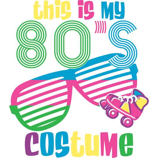 Retro 80s Costume Shirt with Sunglasses and Roller Skate
