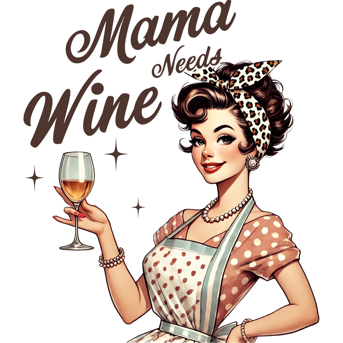 Mama Needs Wine Retro Art Kitchen Decor Poster