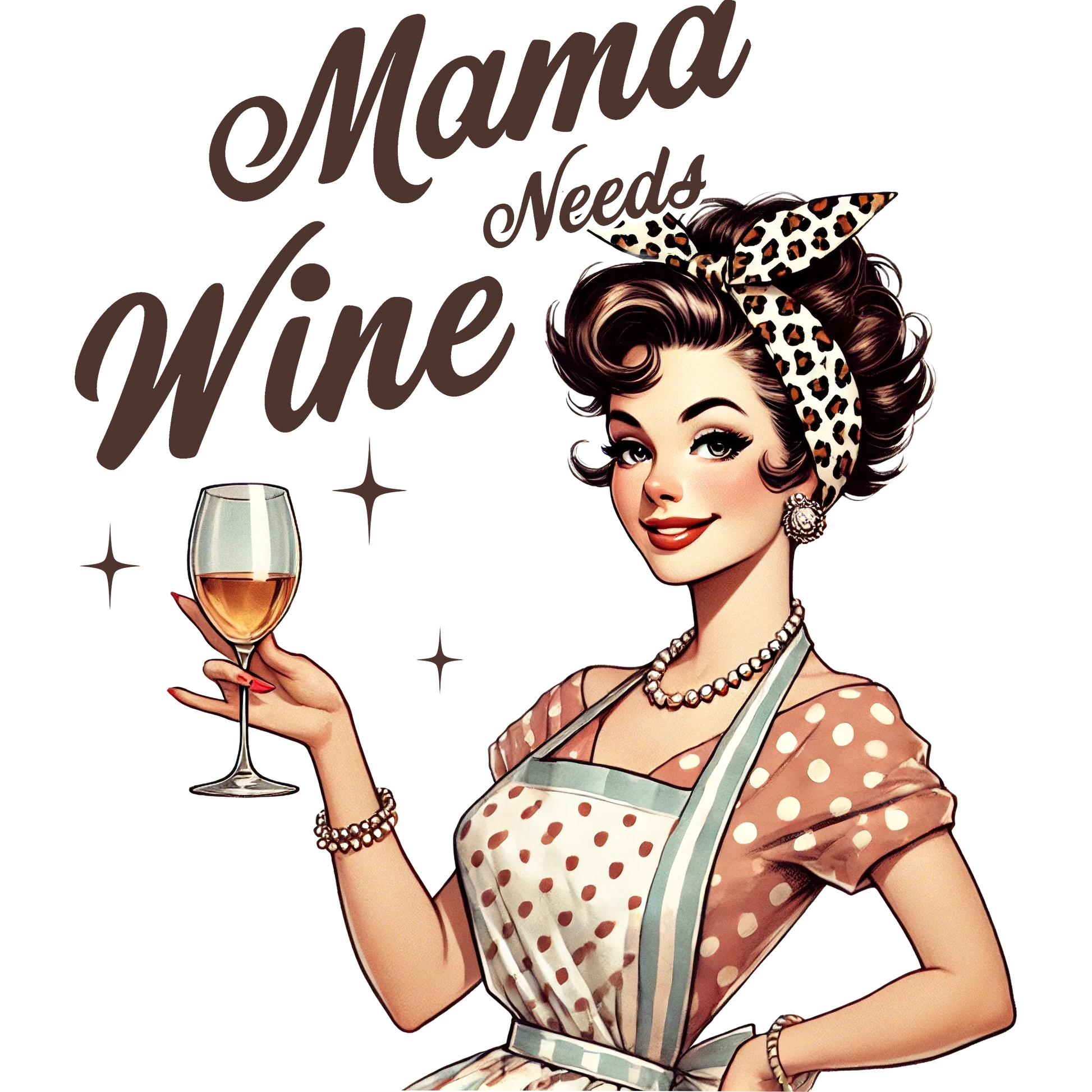 Mama Needs Wine Retro Art Kitchen Decor Poster