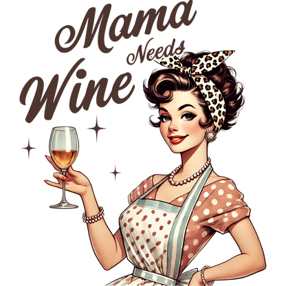 Mama Needs Wine Retro Art Kitchen Decor Poster