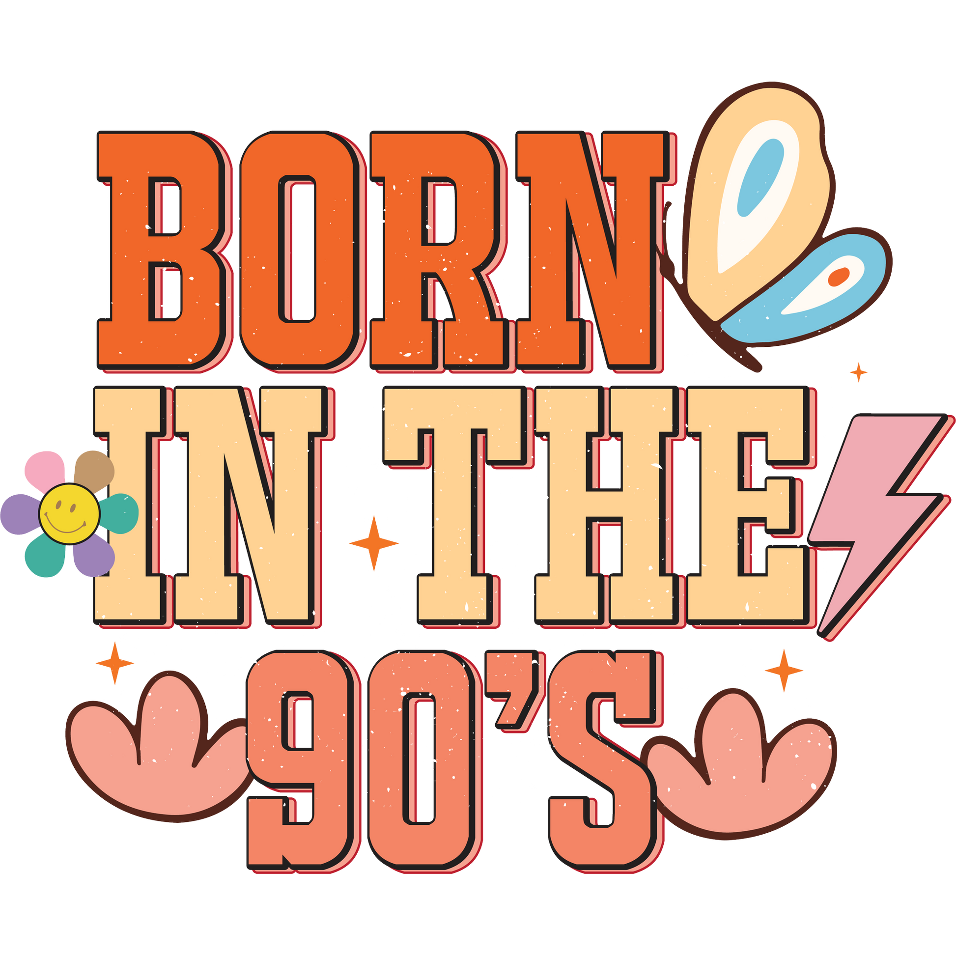 Vintage Born In The 90s Nostalgic Retro Design