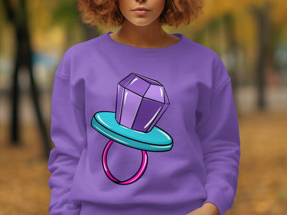 Vibrant Gem Ring Graphic Sweatshirt for Unique Style