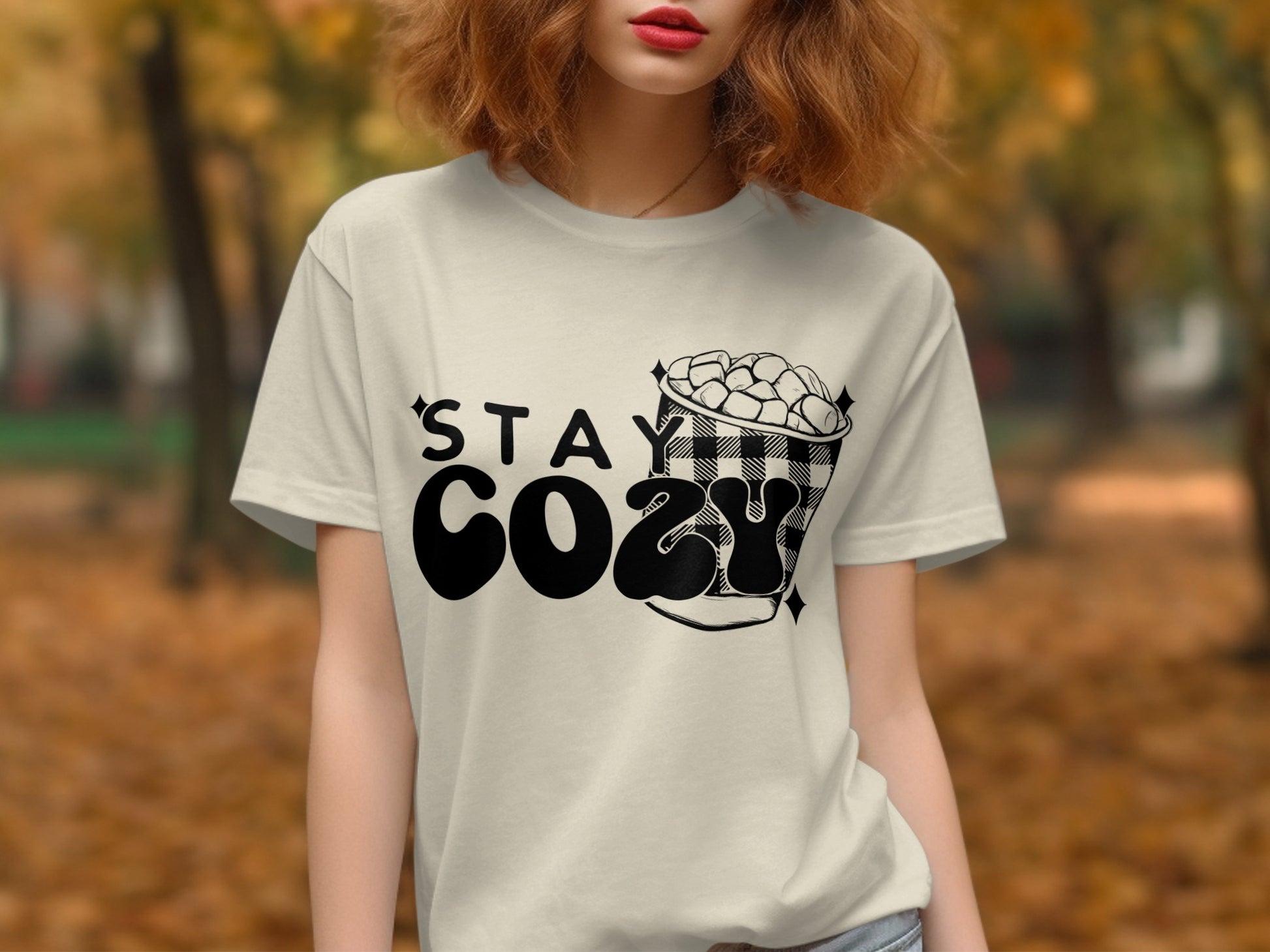 Cozy Autumn Graphic Tee Stay Cozy T-Shirt