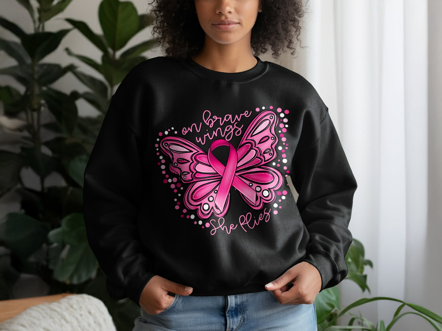 On Brave Wings She Flies Butterfly Sweatshirt