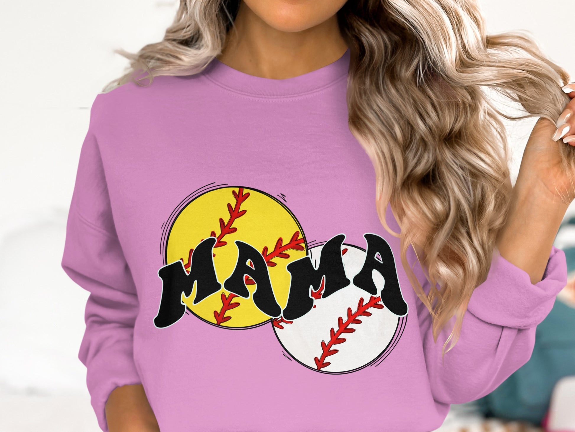 Trendy Baseball Mama Graphic Long Sleeve Top