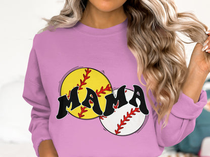 Trendy Baseball Mama Graphic Long Sleeve Top