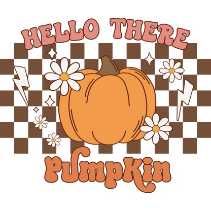 Hello There Pumpkin Checkered Autumn Decor Product