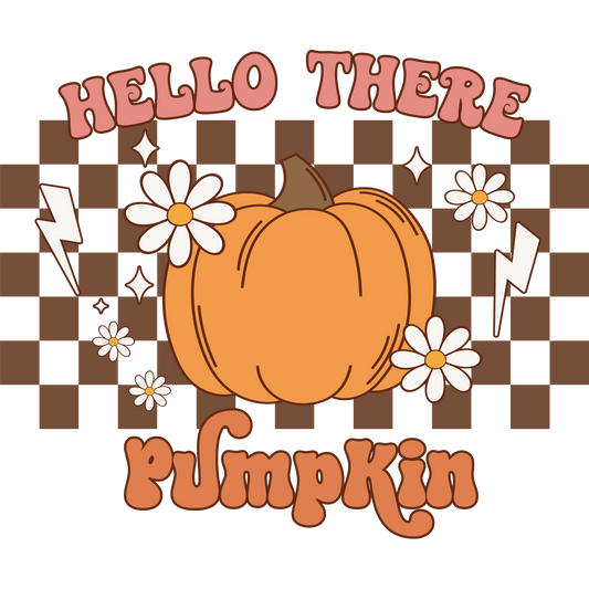 Hello There Pumpkin Checkered Autumn Decor Product
