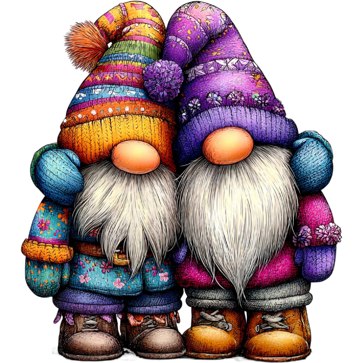 Colorful Gnomes in Knitted Hats Adorable Decoration
