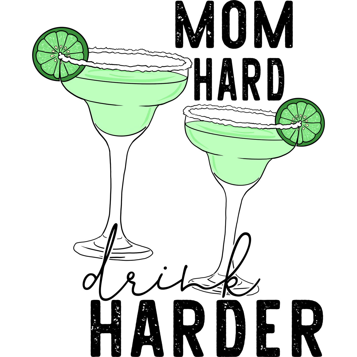 Mom Hard Drink Harder Margarita Glasses product