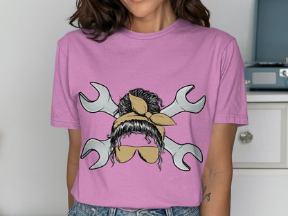 Wrench Graphic Pink Shirt for Tool and Mechanic Lovers