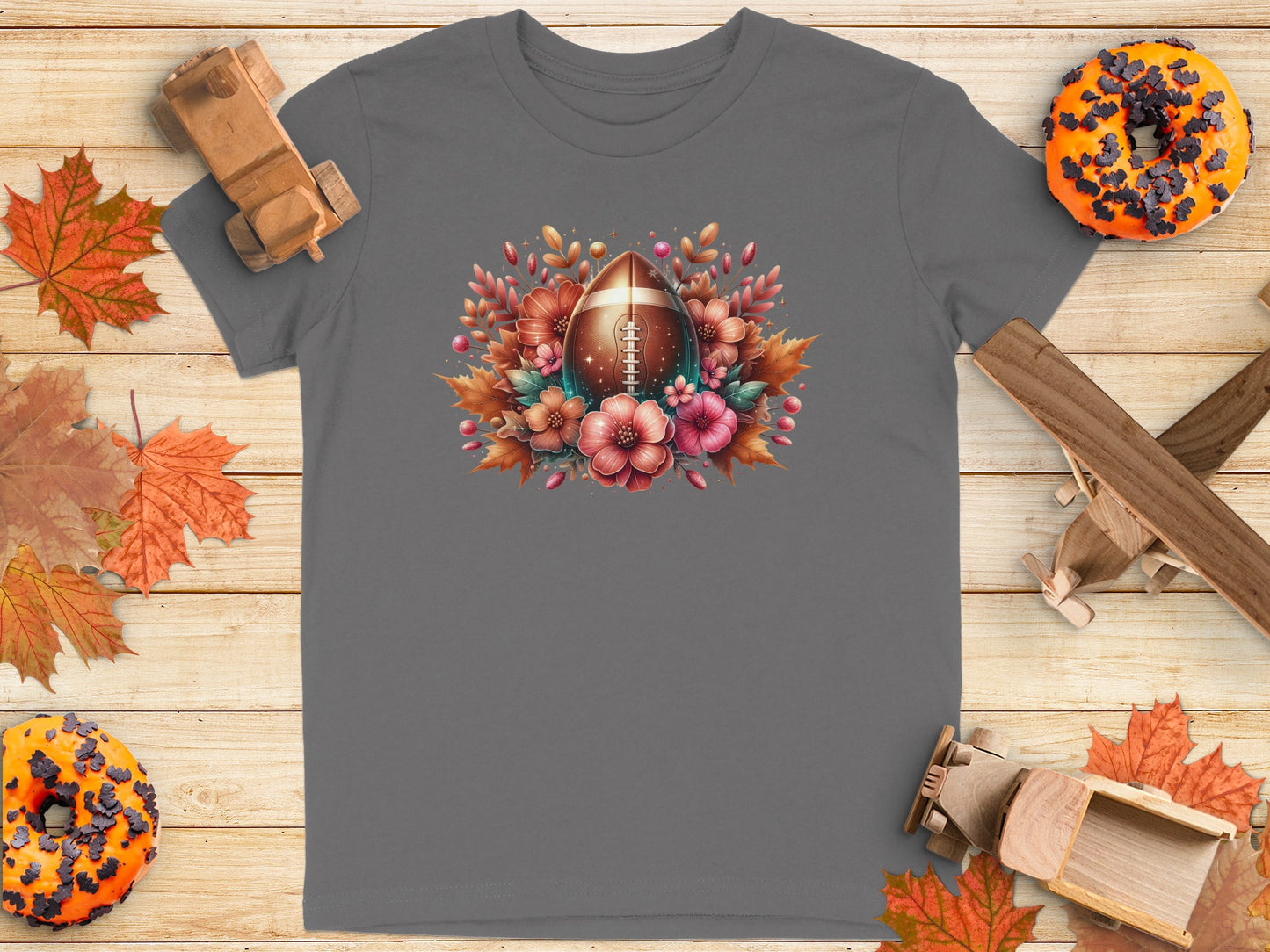 Autumn Leaves and Football Themed T-Shirt product
