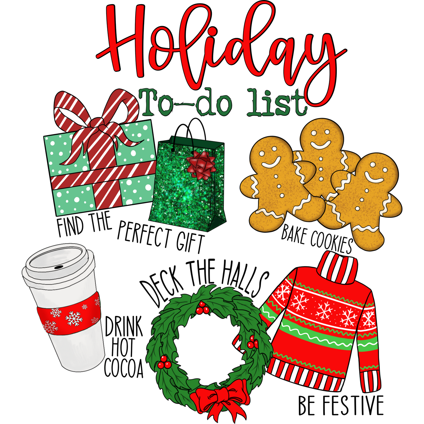 Holiday To-do List Graphic with Festive Illustrations