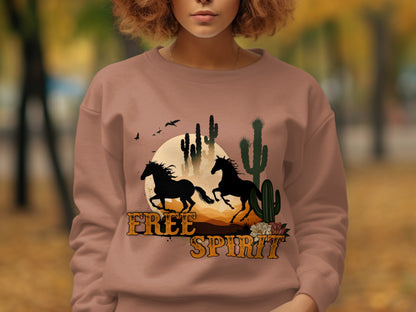 Free Spirit Horse and Cactus Graphic Sweatshirt