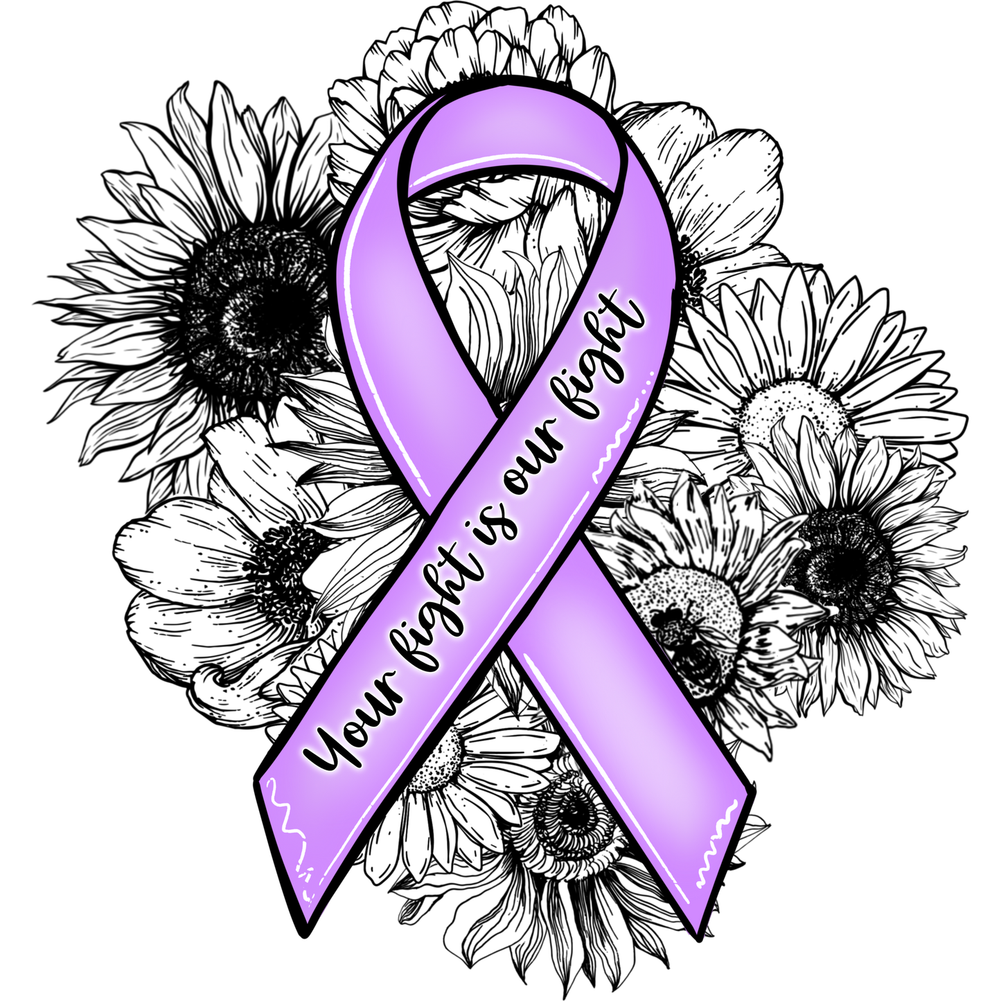 Your Fight is Our Fight Ribbon with Flowers Poster