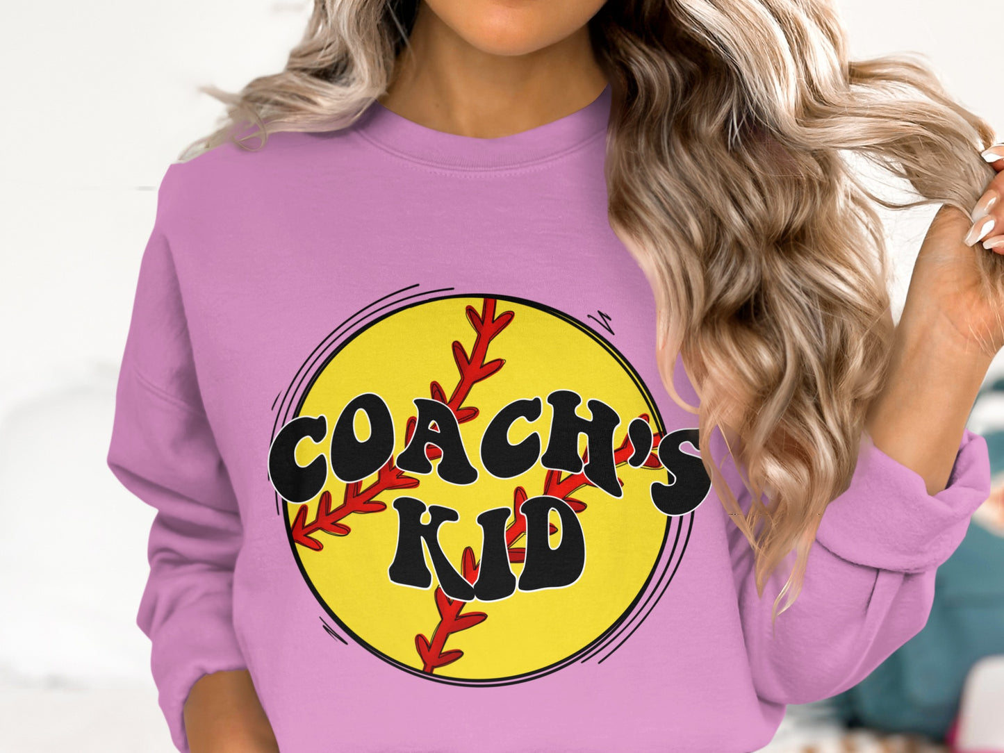 Light Purple Coach's Kid Baseball Graphic Sweatshirt