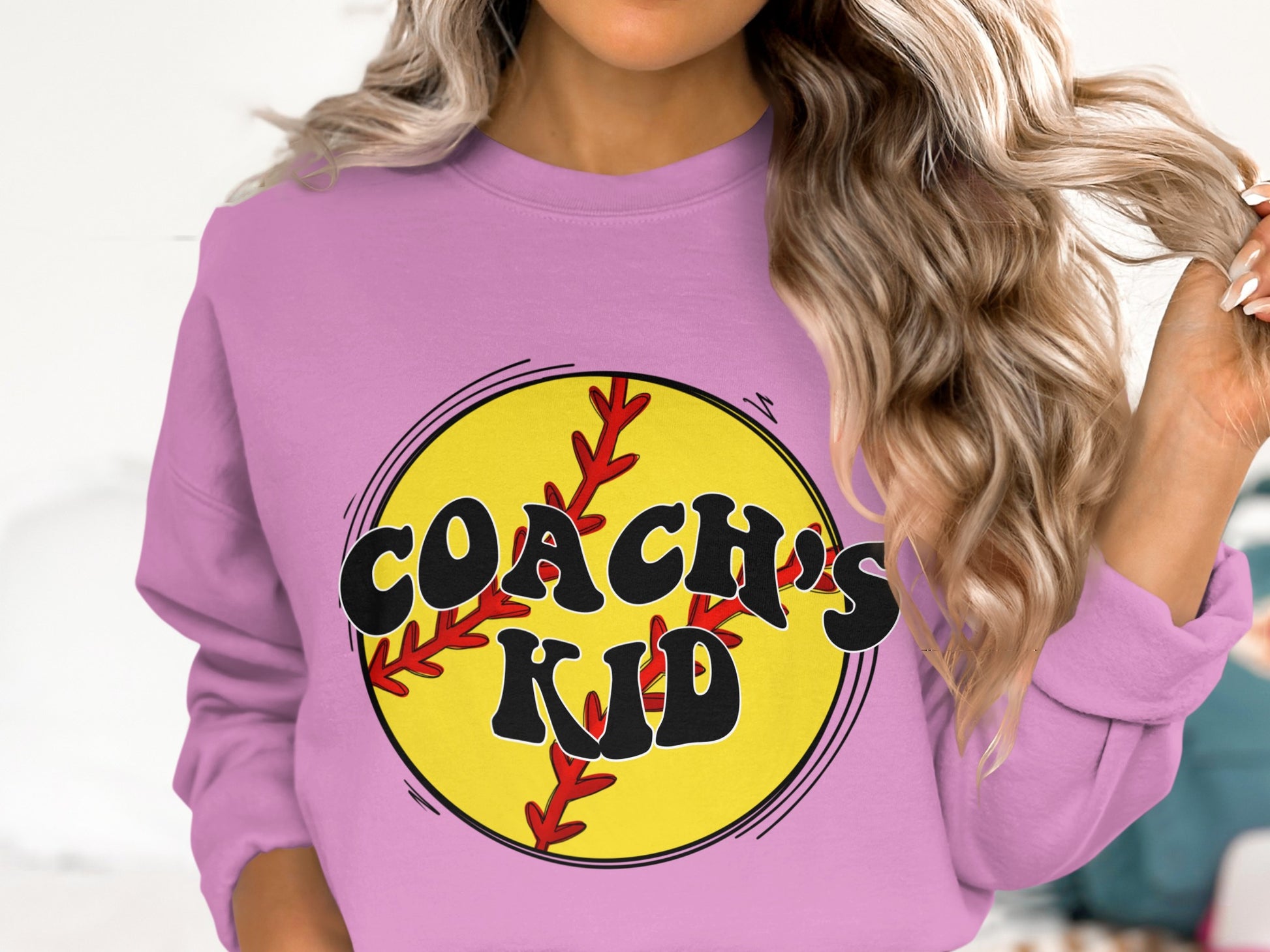 Light Purple Coach's Kid Baseball Graphic Sweatshirt