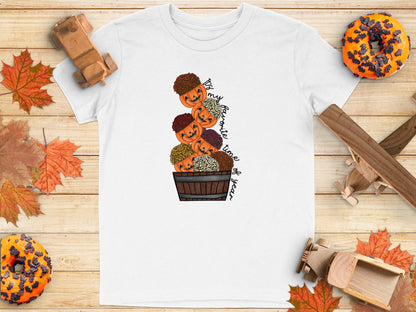Stacked Pumpkins Graphic Halloween Themed T-shirt