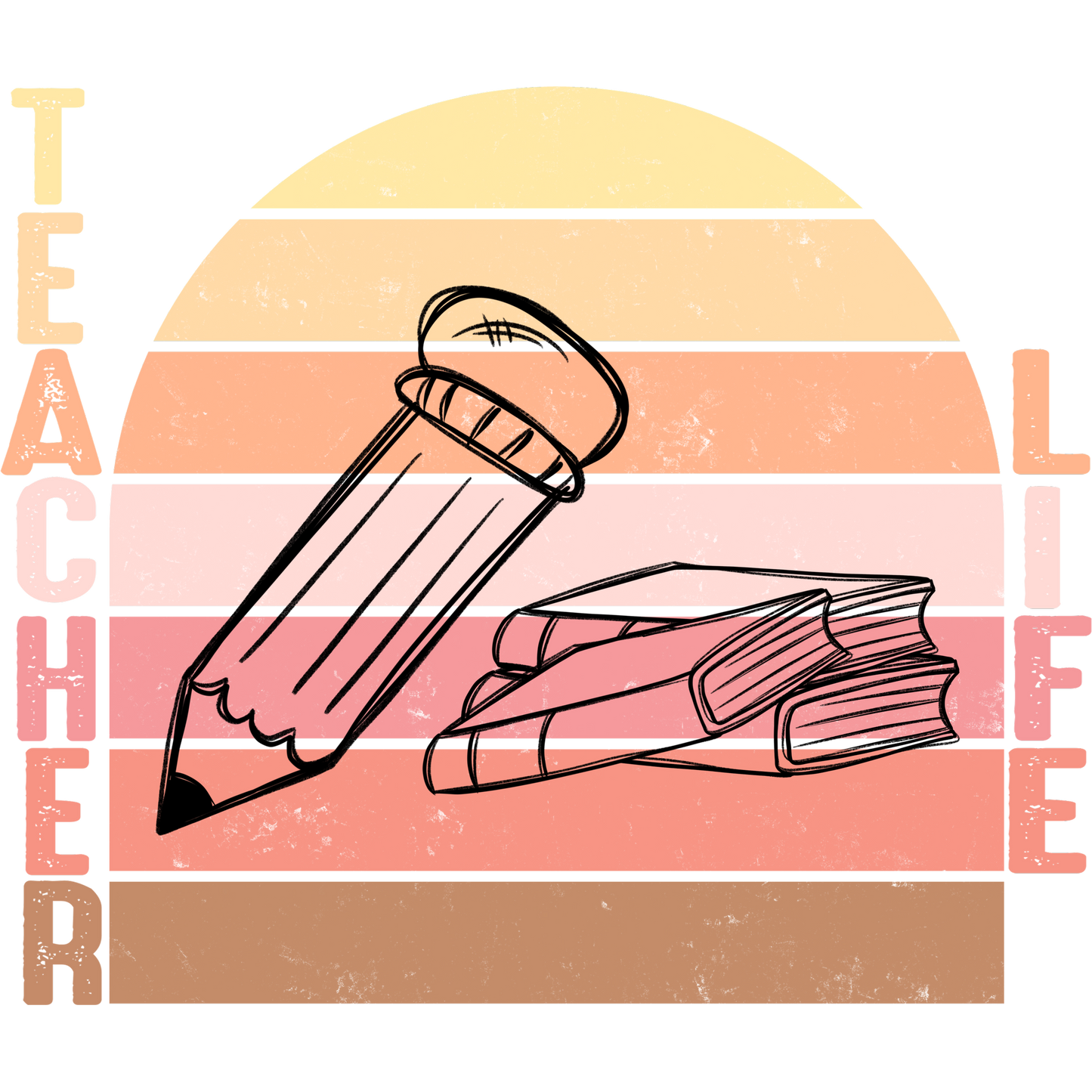 Retro Teacher Life Pencil and Books Design Shirt