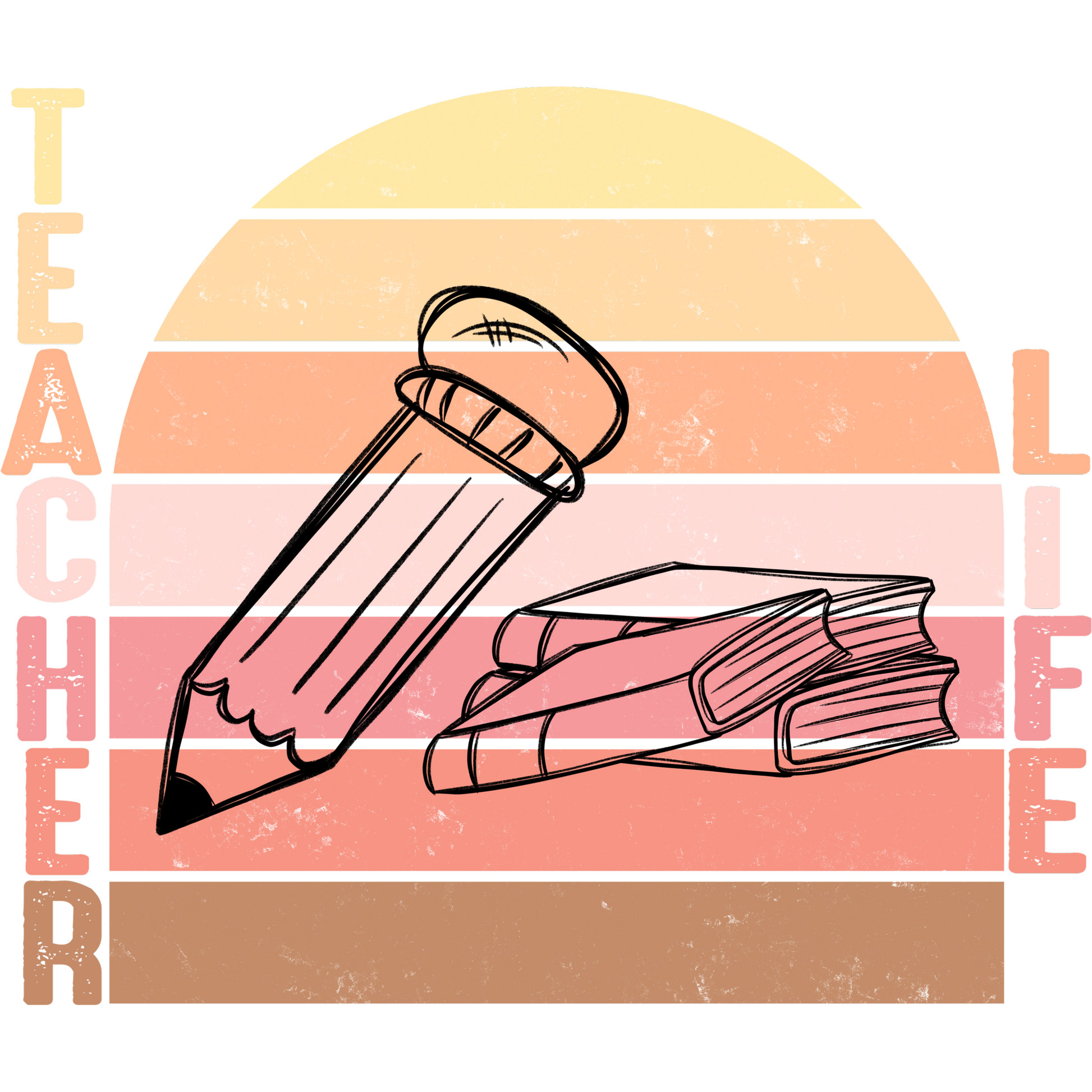 Retro Teacher Life Pencil and Books Design Shirt
