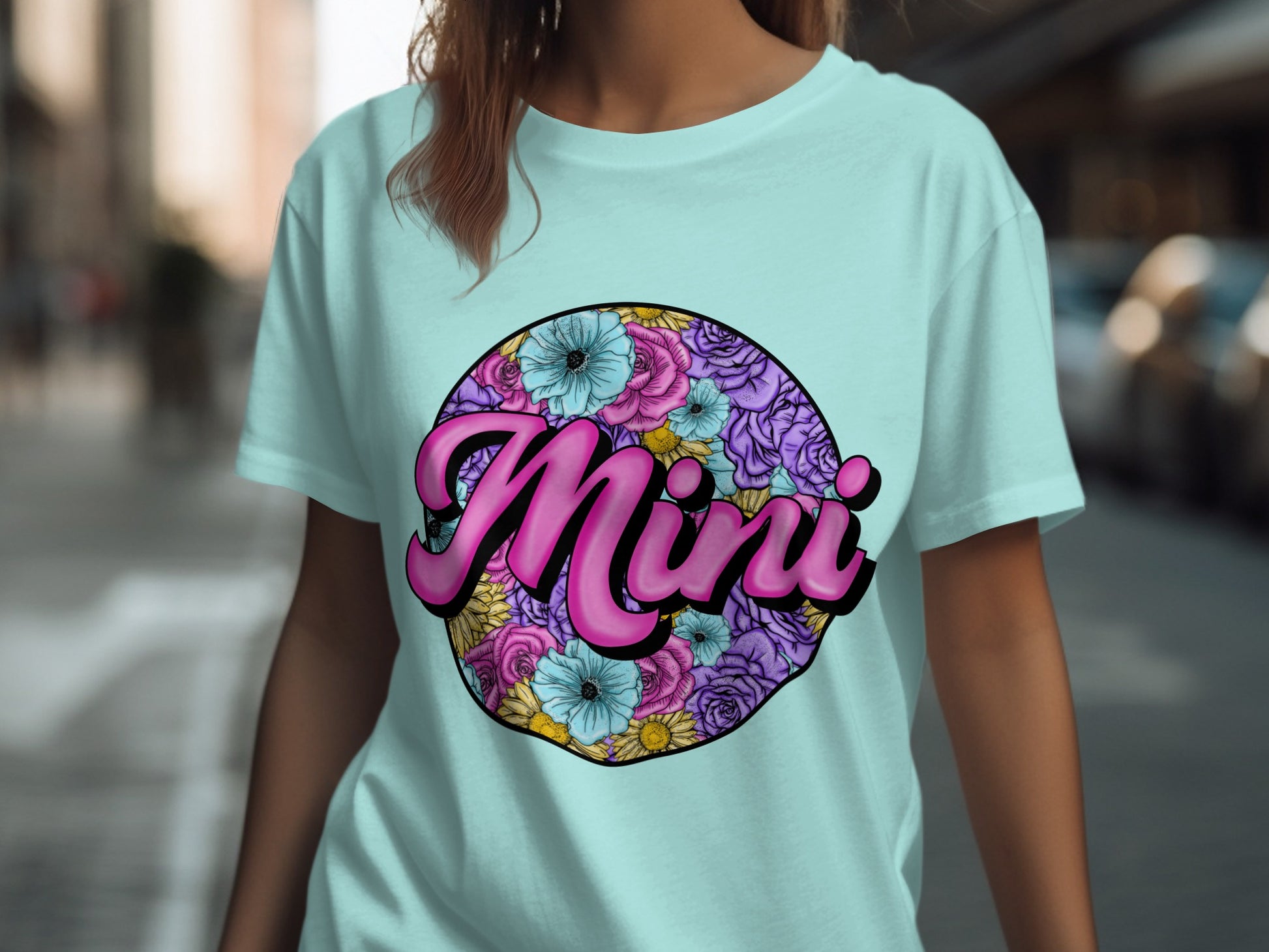 Vibrant Floral Mini Graphic Tee for Women