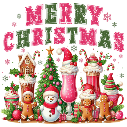 Merry Christmas Gingerbread And Snowman Scene Decor