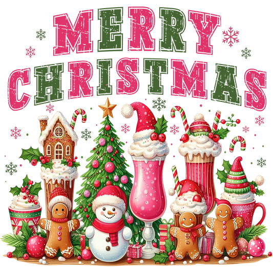 Merry Christmas Gingerbread And Snowman Scene Decor