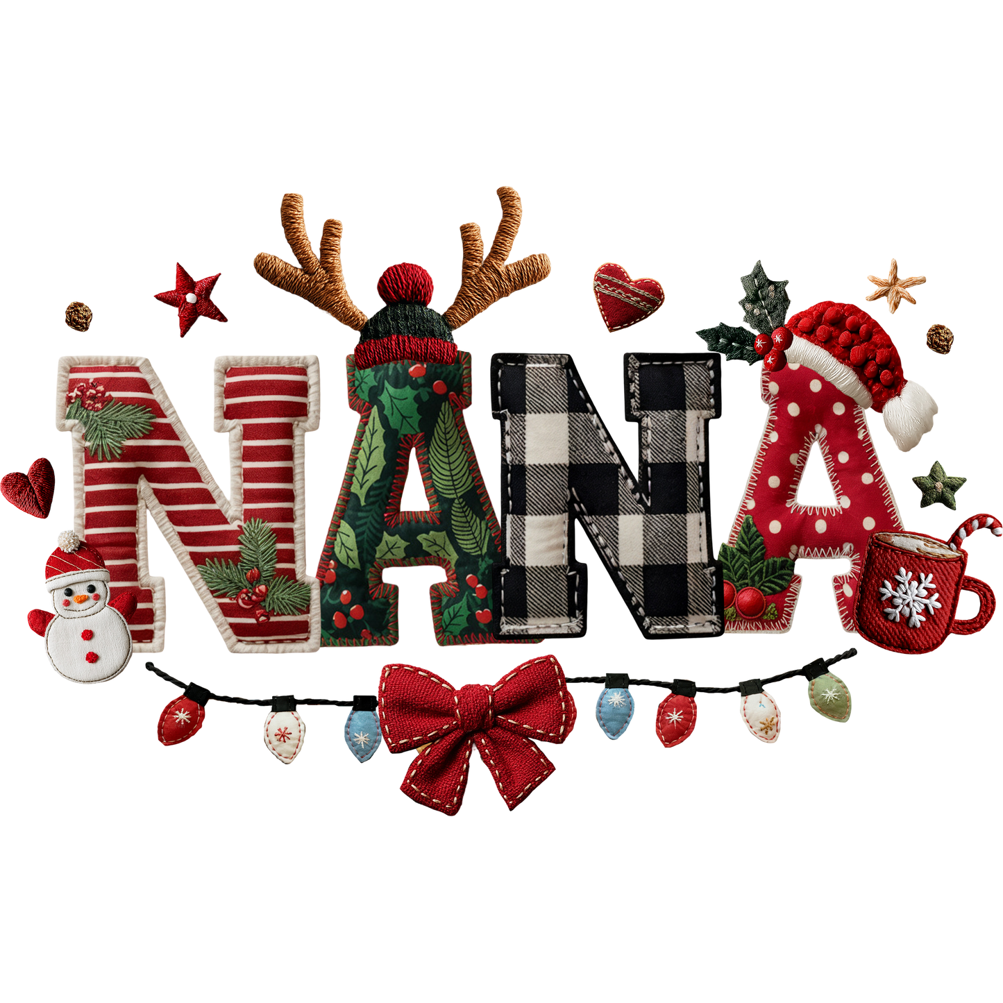 Festive Christmas Nana Sign with Winter Decorations