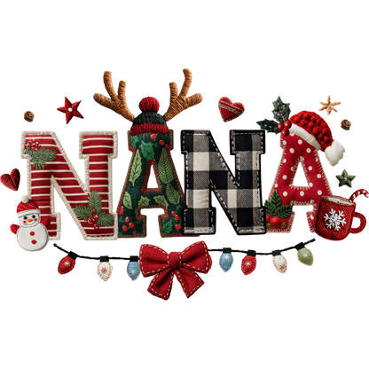 Festive Christmas Nana Sign with Winter Decorations