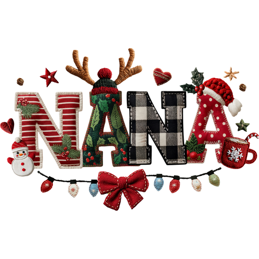 Festive Christmas Nana Sign with Winter Decorations