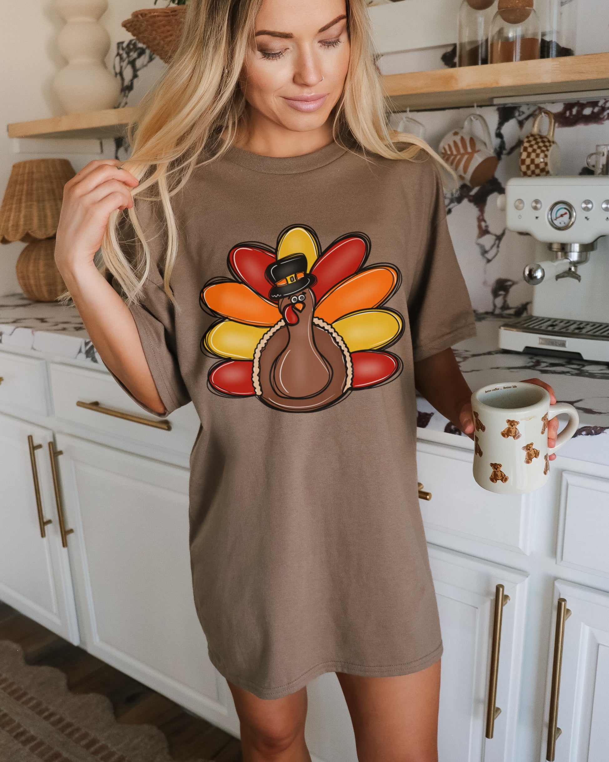 Thanksgiving Turkey Graphic Oversized T-Shirt product