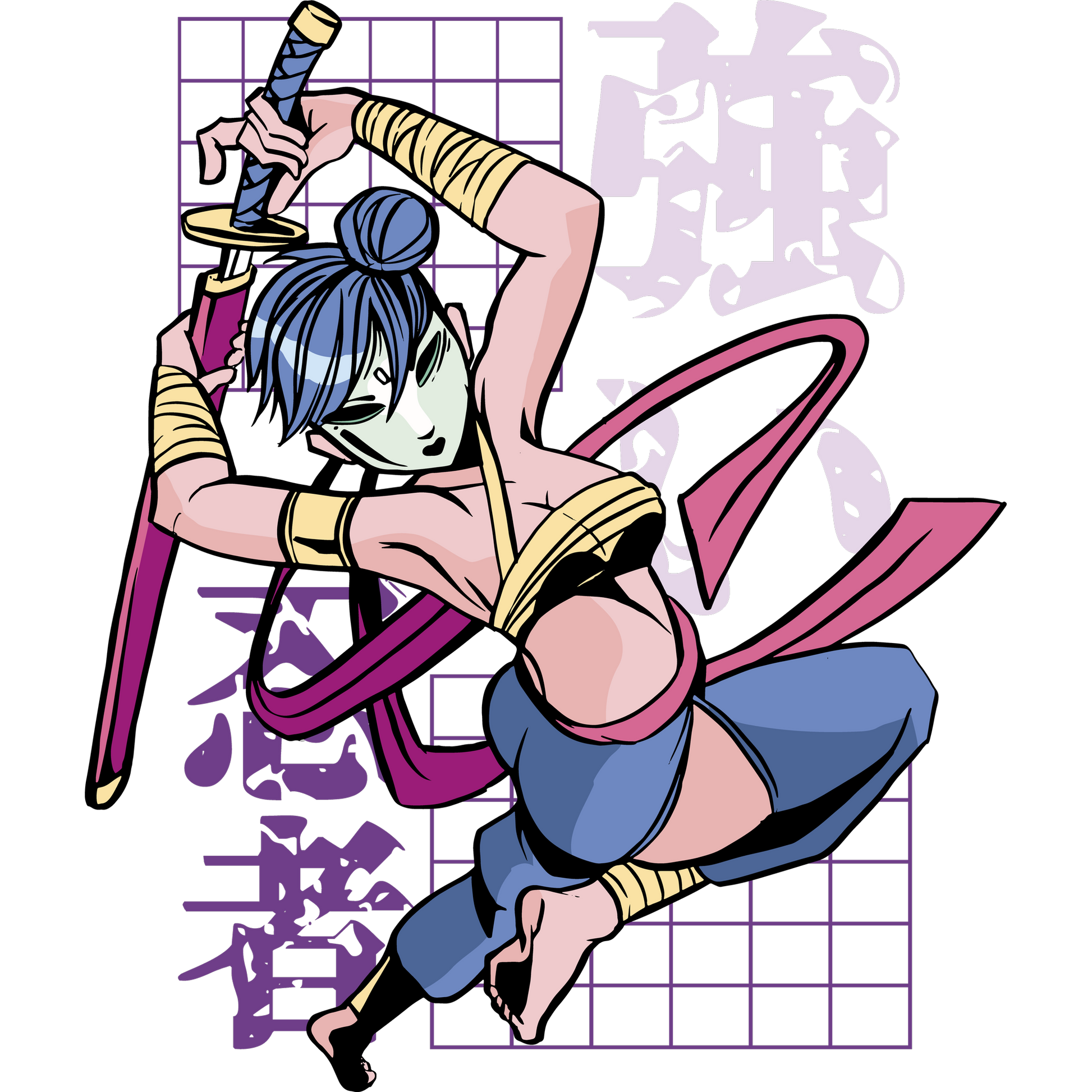Dynamic Anime Warrior Illustration Art Print