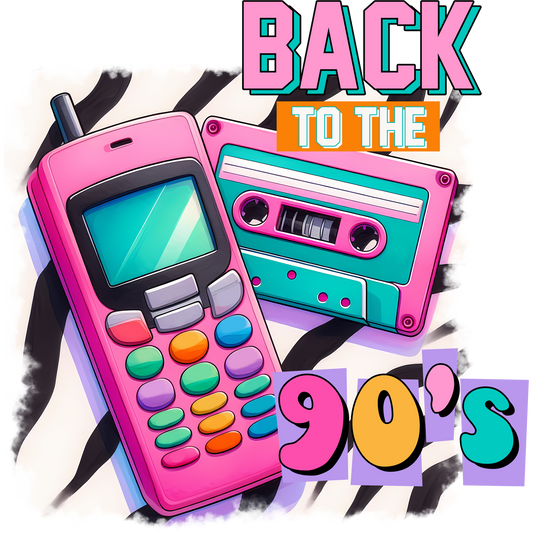 Retro 90's Cassette and Mobile Phone Illustration Poster