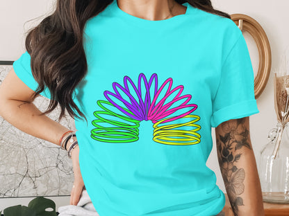 Colorful Slinky Graphic Tee Fun Casual Women's Shirt