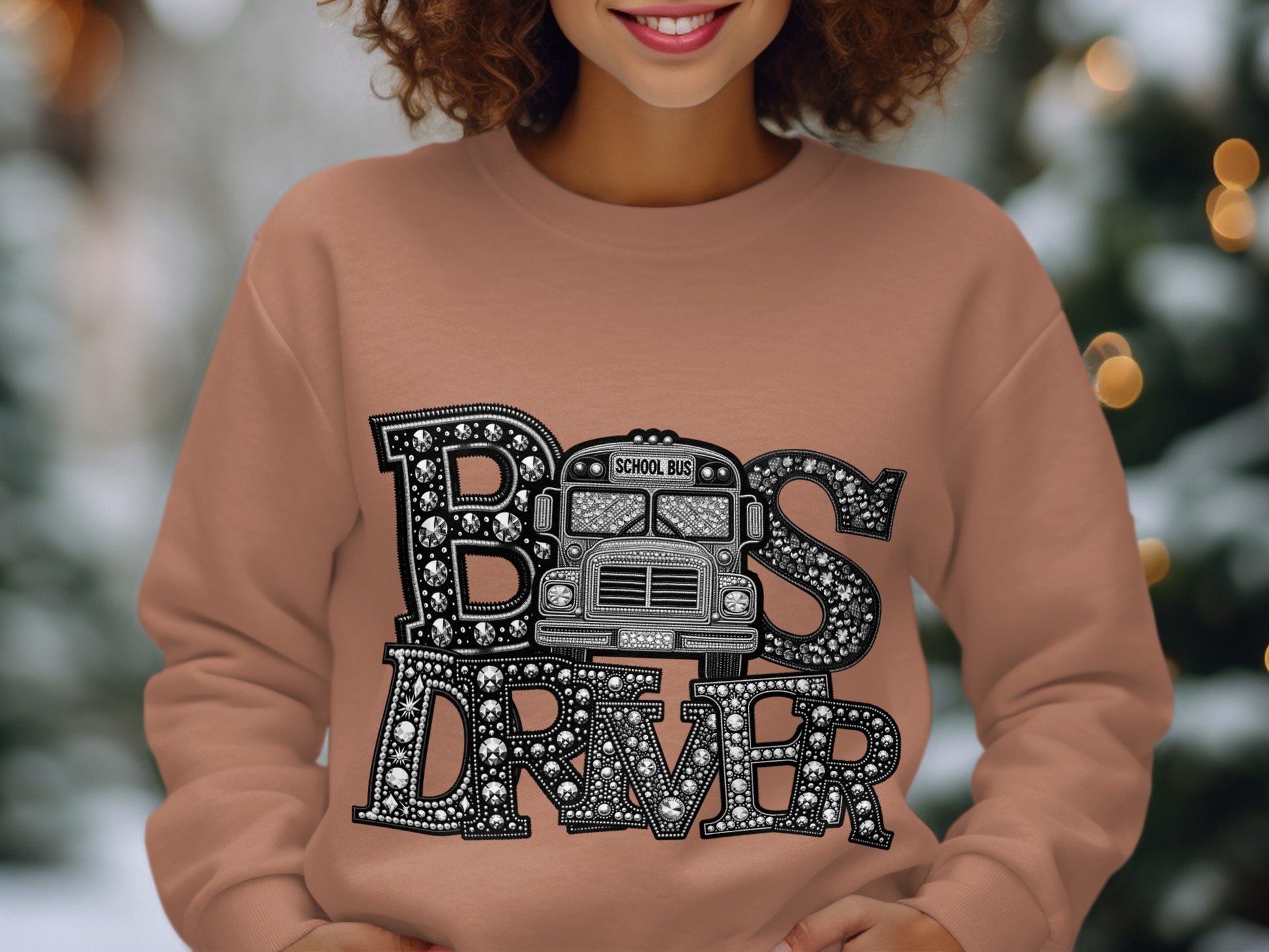 School Bus Driver Sparkle Graphic Sweatshirt