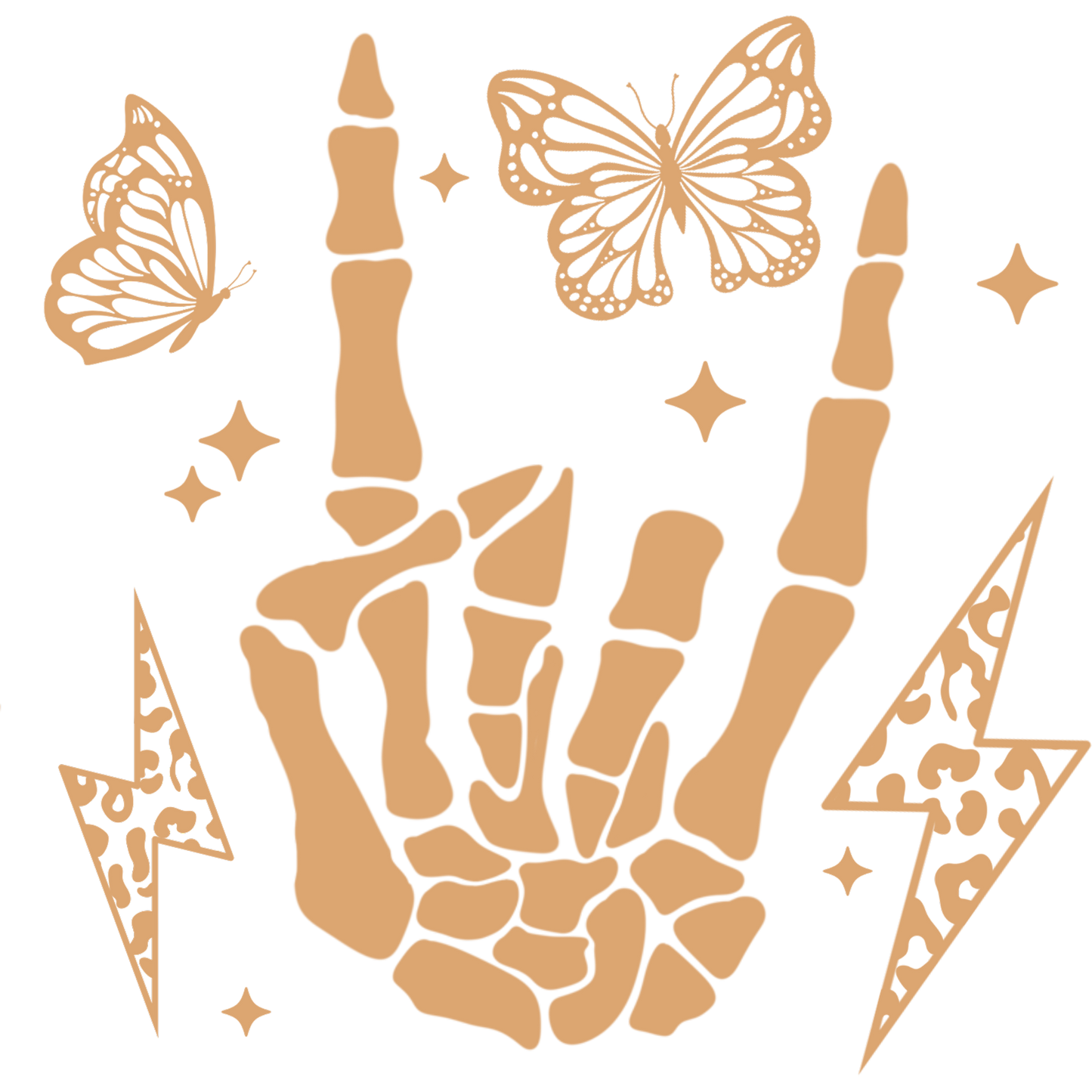 Skeleton Hand with Butterflies and Lightning design