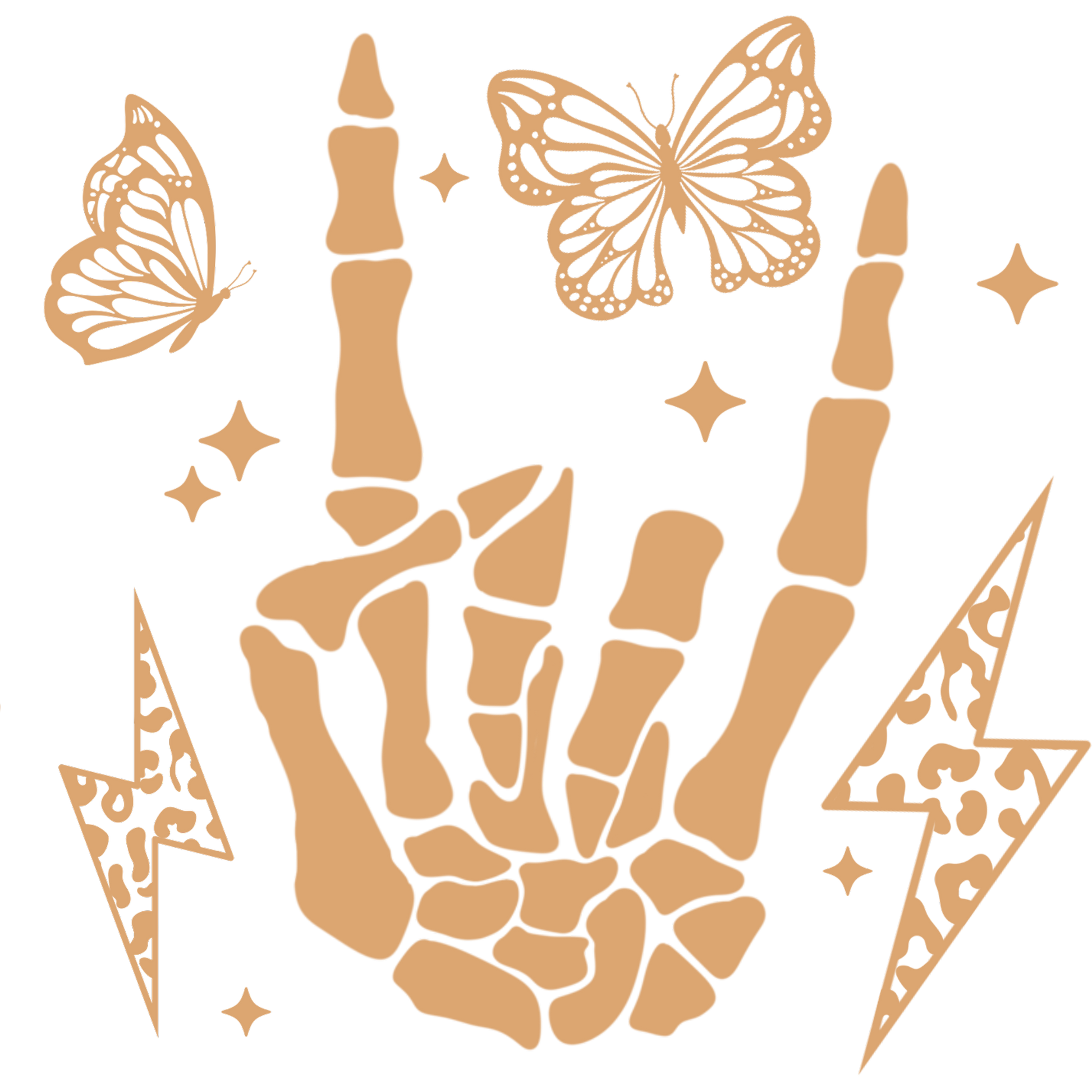 Skeleton Hand with Butterflies and Lightning design