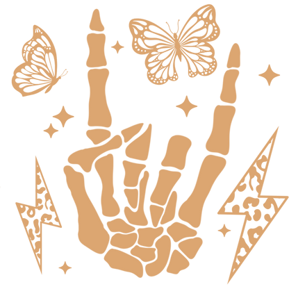 Skeleton Hand with Butterflies and Lightning design