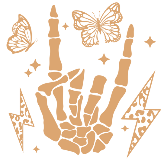Skeleton Hand with Butterflies and Lightning design